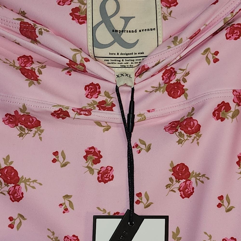 NWT Ampersand Pastel Pink Floral Leggings Balletcore Y2K Athleisure Size XL & 3X - Picture 4 of 16